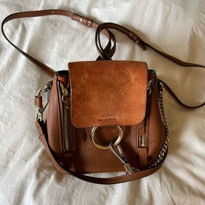 Faye Backpack Leather and Suede Mini